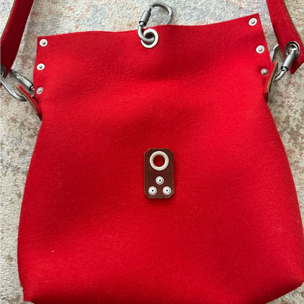 Rambag UK Handmade Red Women’s Wool felt Fold Over Cross Body Bag - Picture 5 of 8